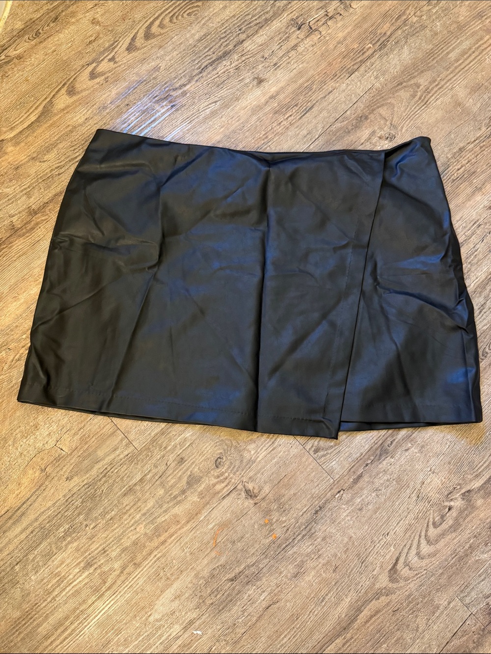 Old Navy Black Faux Leather Mini Skirt with Overlap Panel